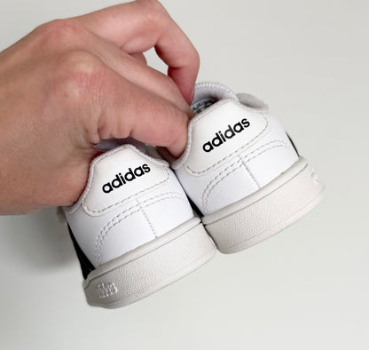 Adidas Grand Court 1 White & Black Striped Velcro Sneakers (5)