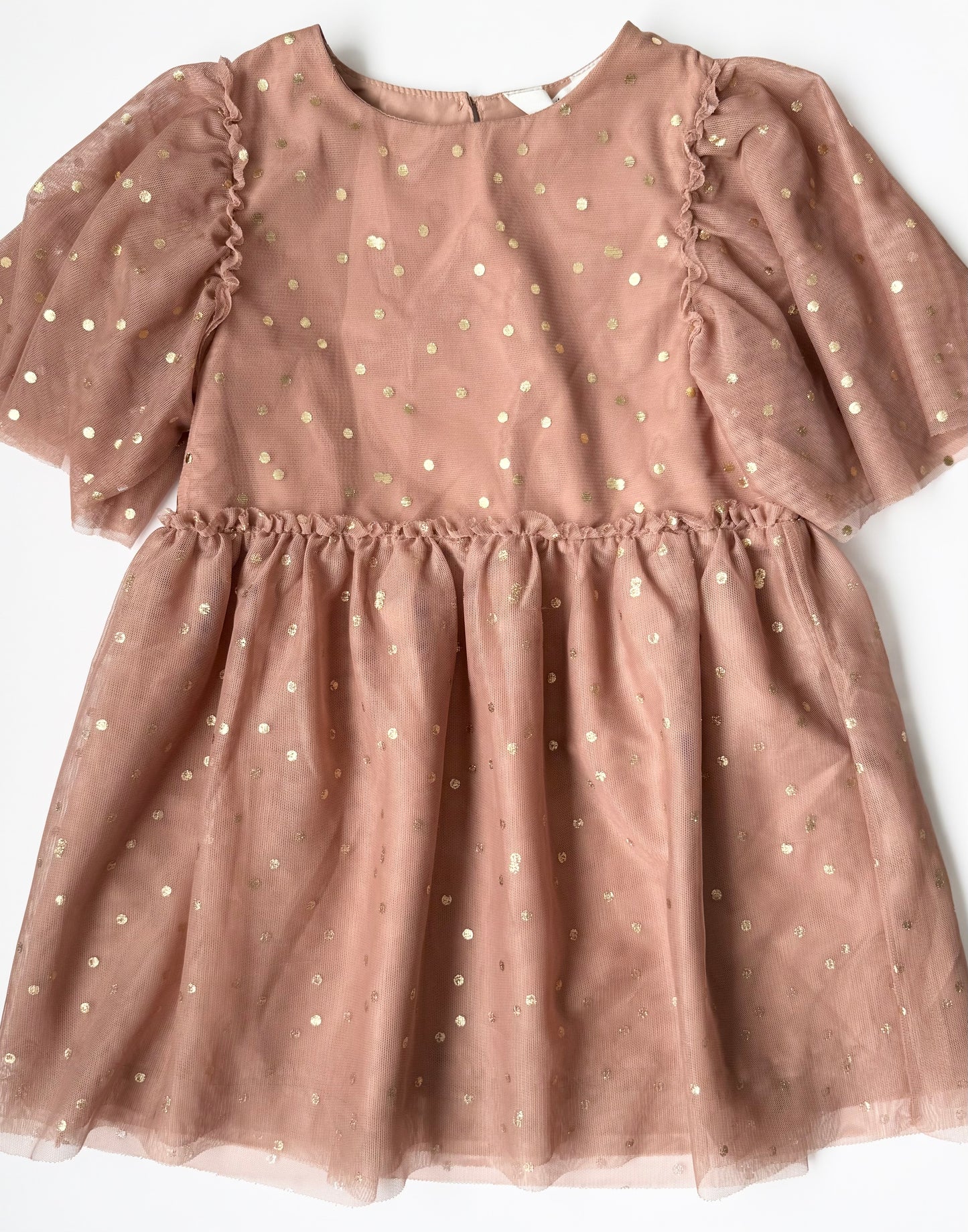 H&M Tan & Gold Polkadot Tulle Dress (5-6 Years)