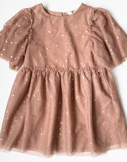 H&M Tan & Gold Polkadot Tulle Dress (5-6 Years)