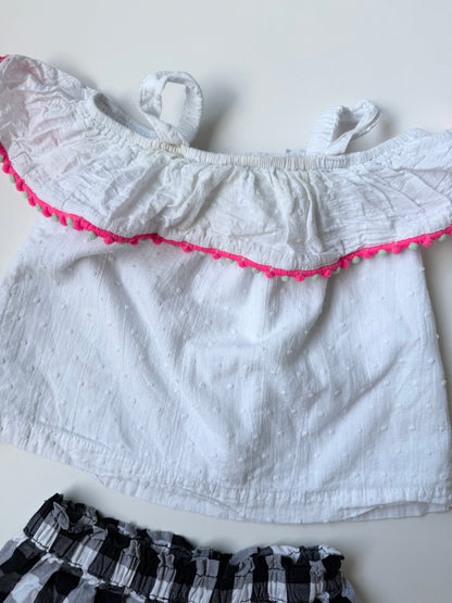 Kate Spade New York White Textured Tank & Plaid Shorts Set (12 Months)