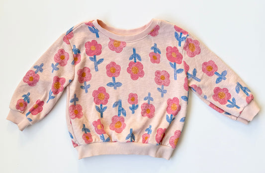 Old Navy Pink Crayon Flowers Sweater (18-24 Months)