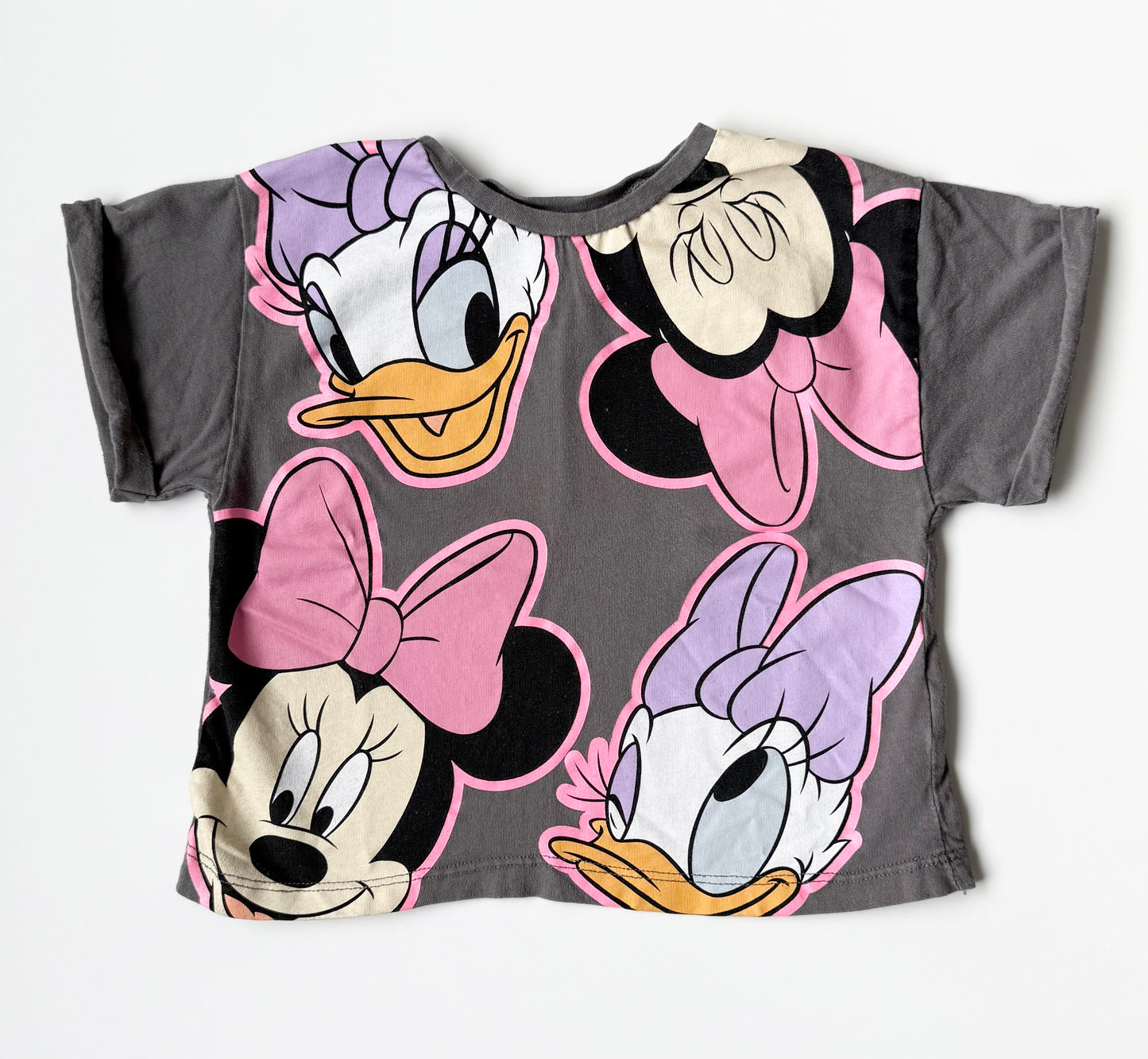Zara x Disney Grey & Neon Minnie & Daisy T-Shirt (2-3 Years)