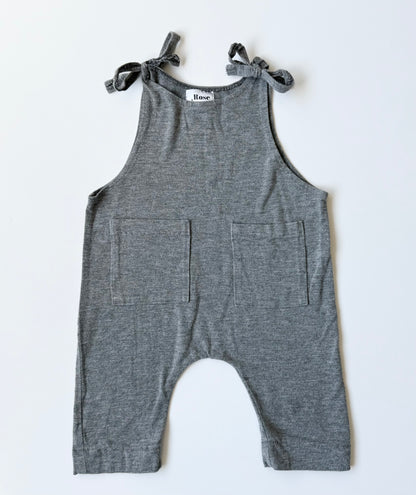 Rose & Doll Grey Shoulder Tie Romper (0-6 Months)
