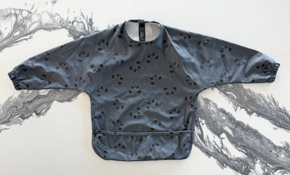 Dark Grey Panda Long Sleeve Smock Bib