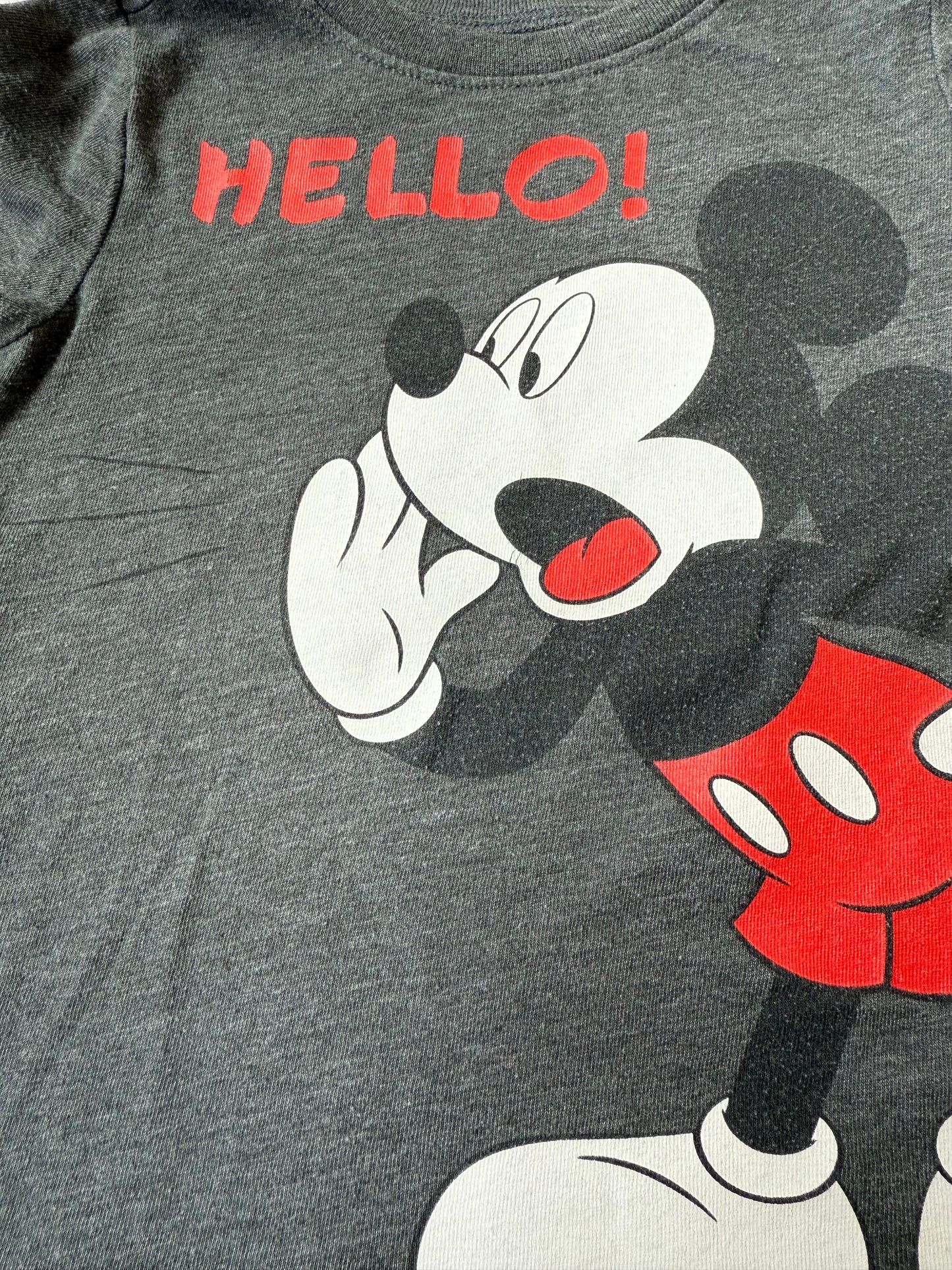 Old Navy Dark Grey Mickey “Hello Goodbye” T-Shirt (12-18 Months)