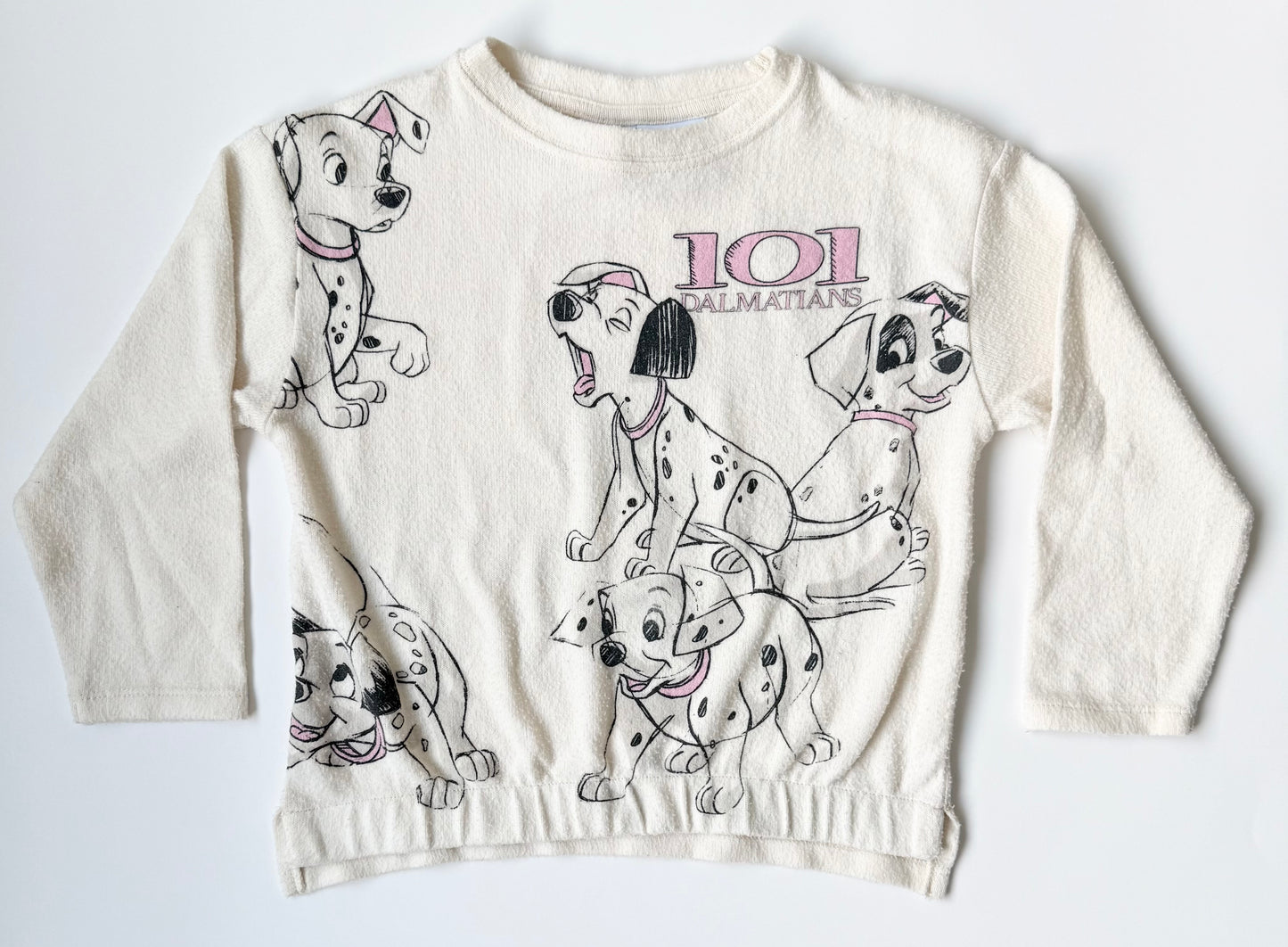 Zara x Disney 101 Dalmatians White & Pink Fuzzy Pullover Sweater (6 Years)