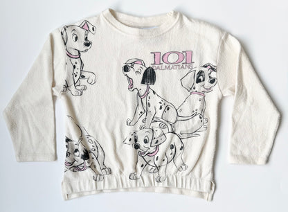 Zara x Disney 101 Dalmatians White & Pink Fuzzy Pullover Sweater (6 Years)