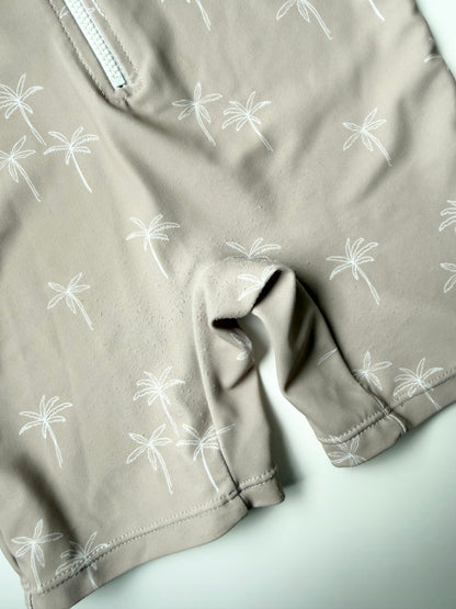 Current Tyed “The Oliver” Beige Palm Trees Sunsuit (2T)