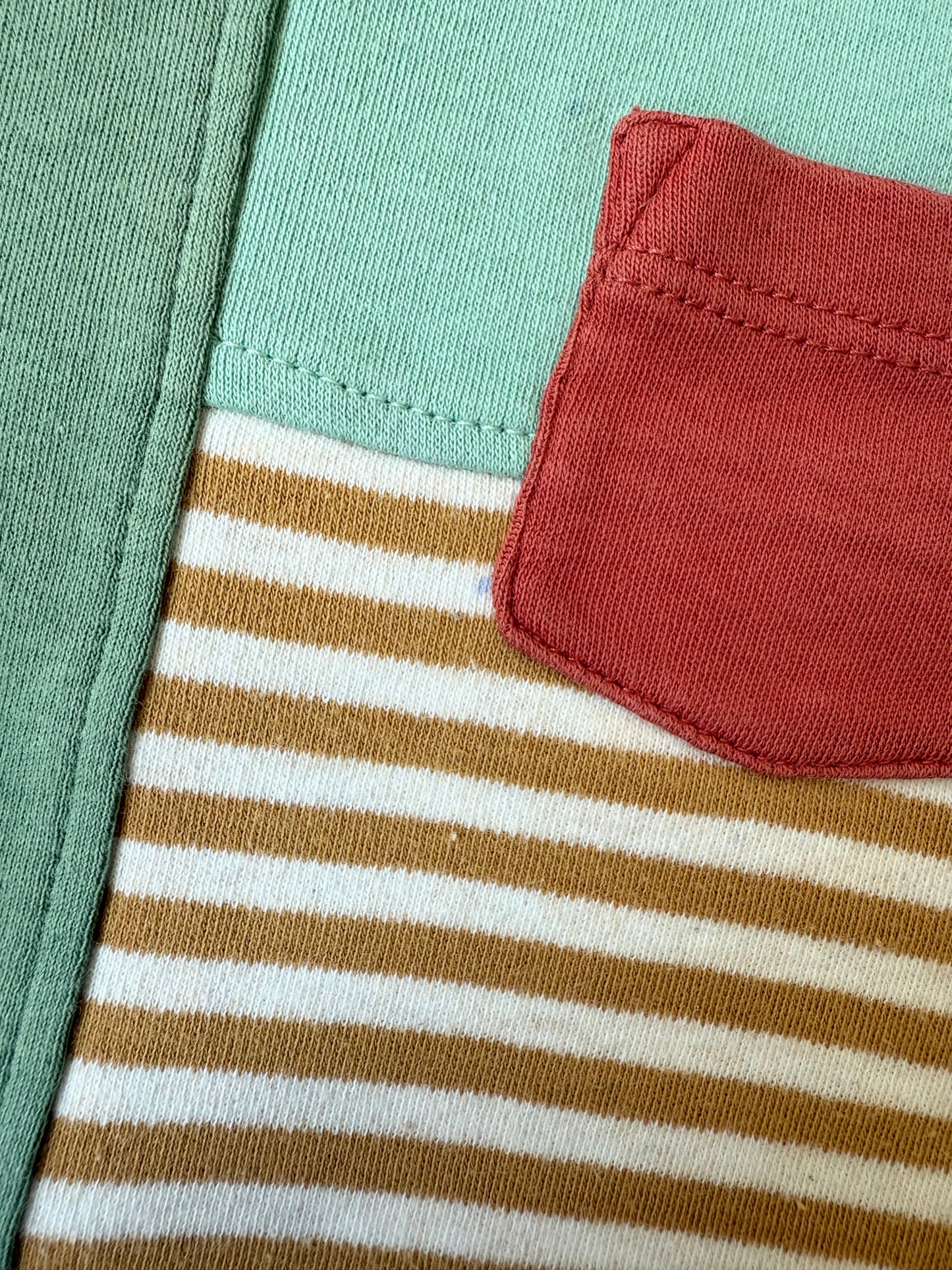 Next Baby Green & Red Chest Pocket With Stripped Panel Romper (3-6 Months)