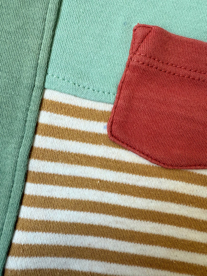 Next Baby Green & Red Chest Pocket With Stripped Panel Romper (3-6 Months)