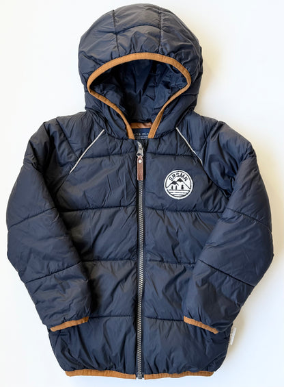 Souris Mini Navy & Brown Trim Puffer Jacket (4T)
