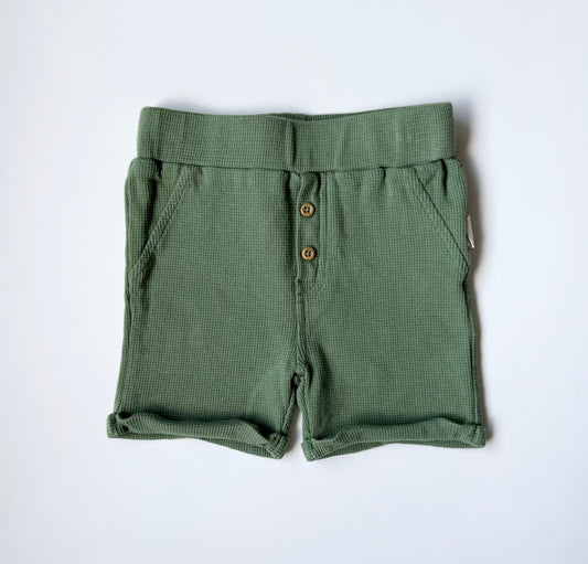 Rabbit + Bear Green Waffles Longer Shorts (6-9 Months)