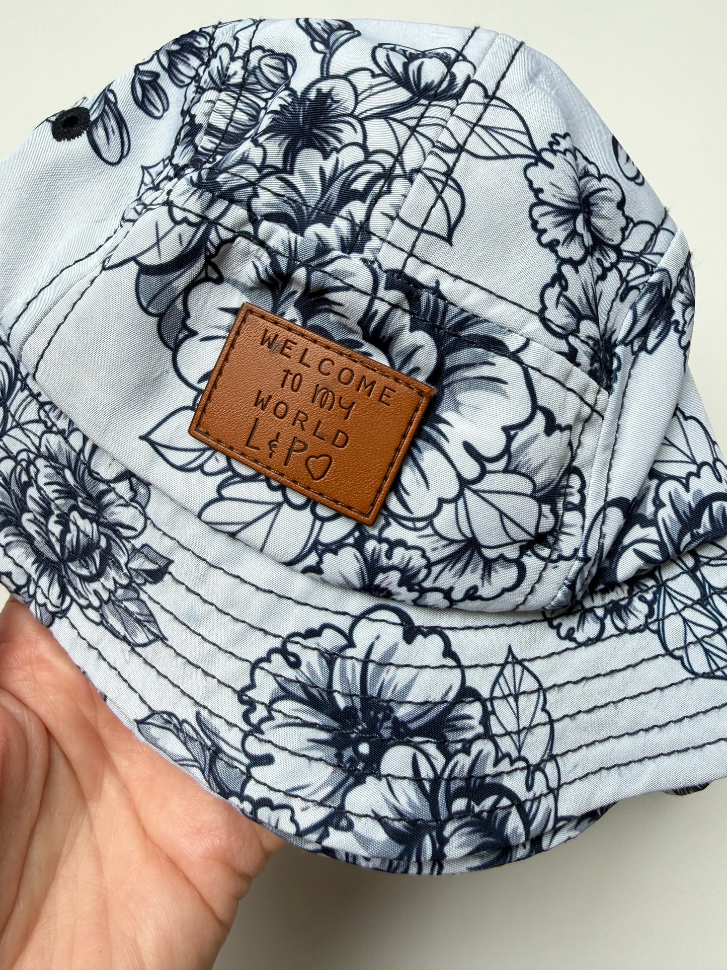 LP Apparel Blue Floral Bucket Sun Hat (6-12 Months)