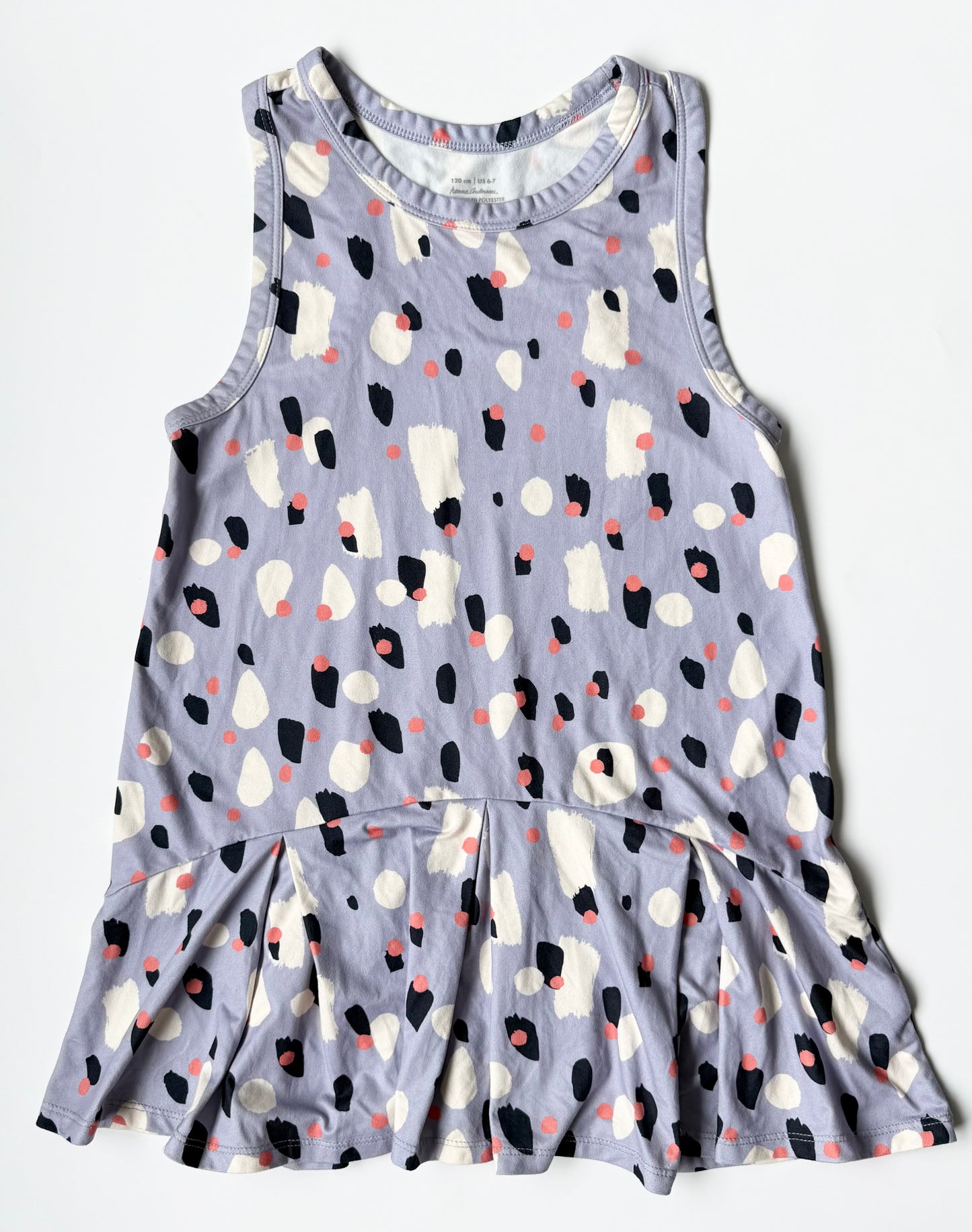 Hanna Andersson Purple Patterned Peplum Tank Dress (6-7 Years)