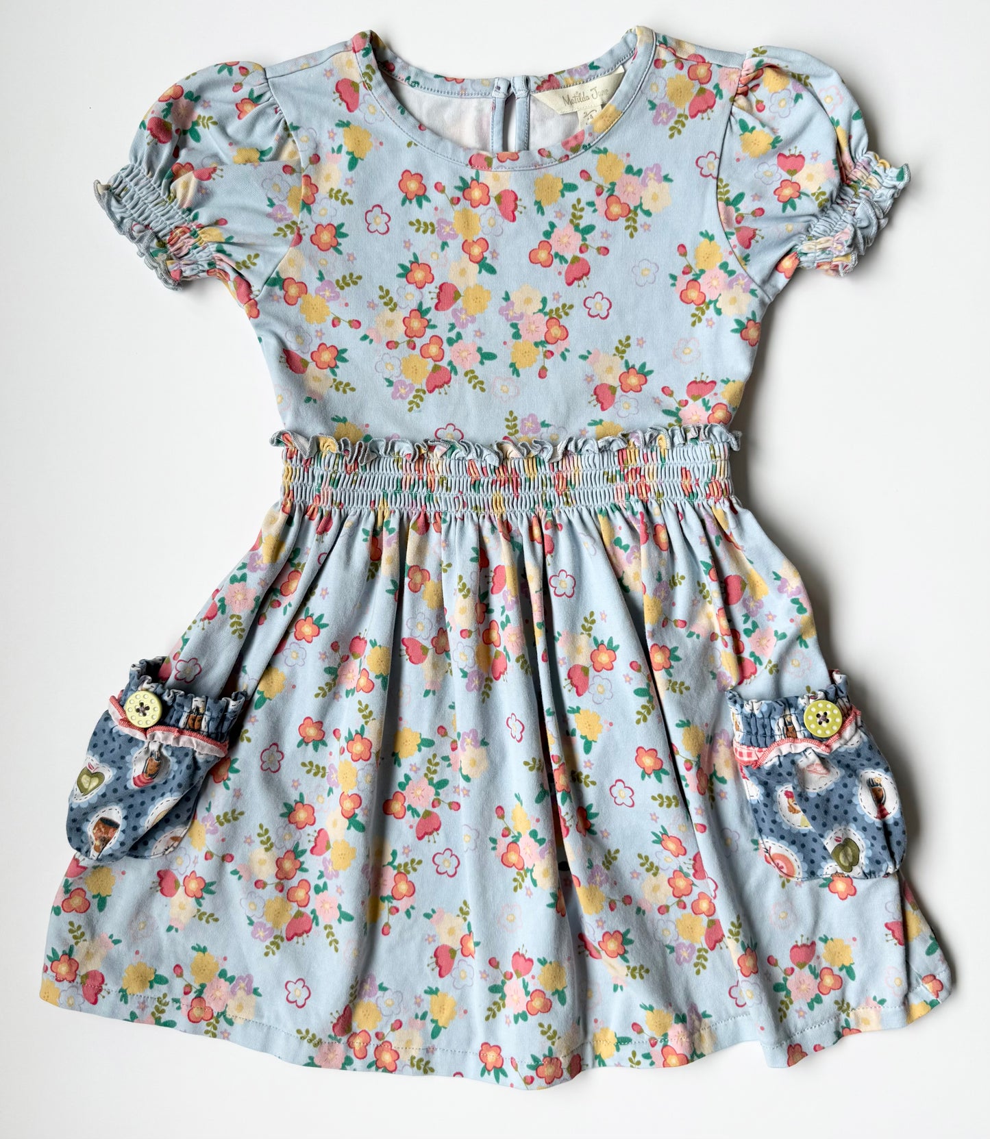 Matilda Jane Blue Floral Pocket Front Dress (4 Years)