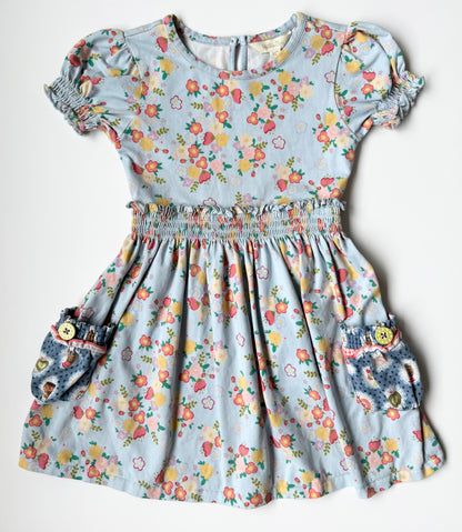 Matilda Jane Blue Floral Pocket Front Dress (4 Years)