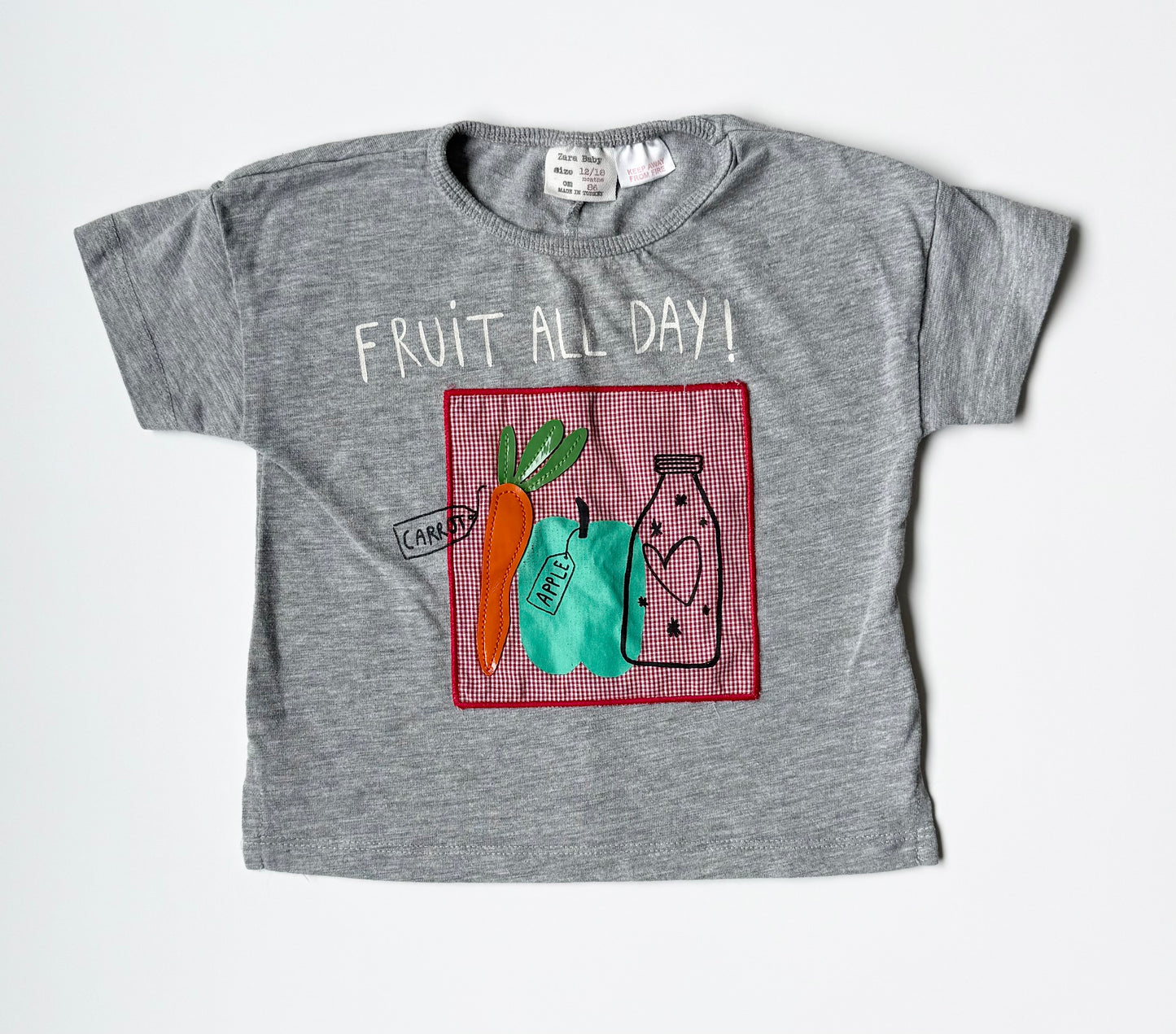 Zara Grey “Fruit All Day” T-Shirt (12-18 Months)