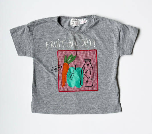 Zara Grey “Fruit All Day” T-Shirt (12-18 Months)