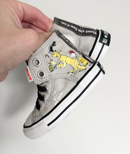 Converse x Dr. Seuss Grey Green Eggs & Ham High Top Stretch Lace & Velcro Sneakers (4)