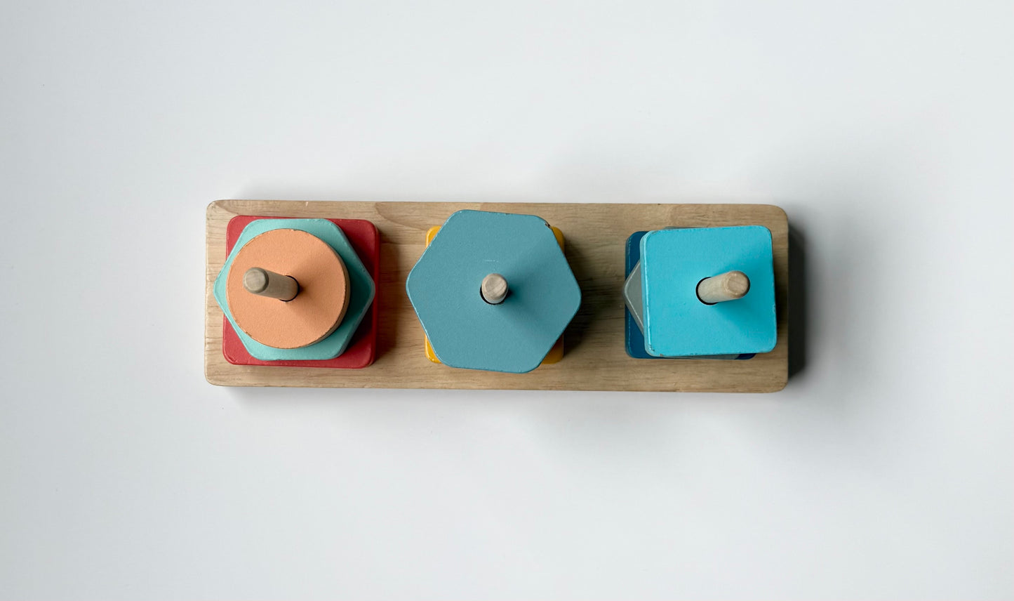 Wooden Colourful Shapes Stacker