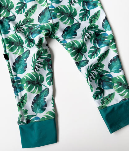 Honeysuckle Swim Green Jungle Leaves Full Coverage Sunsuit (2T)