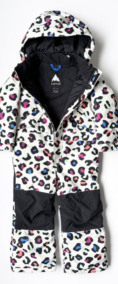 Burton White Colorful Cheetah One Peice Snow Suit (4 Years)