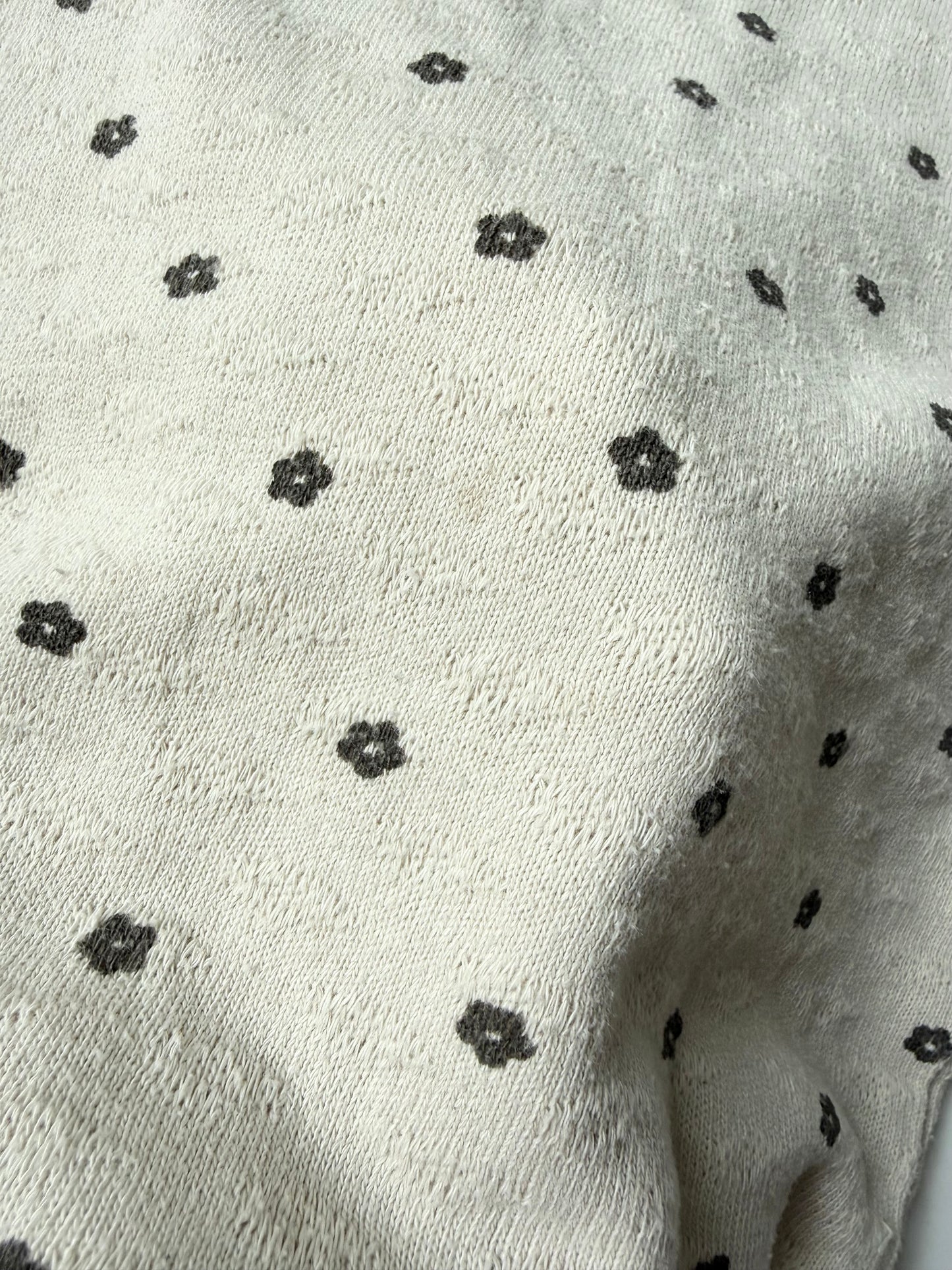 Zara Beige & Black Flowers Textured Short Sleeve Top (4-5 Years)