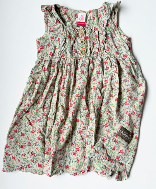 Matilda Jane Green Floral Wooden Buttons Tank Dress (6 Years)
