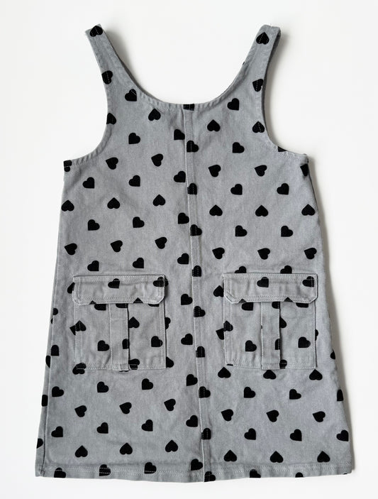 Between Grey & Black Hearts Jean Dress (7 Years)
