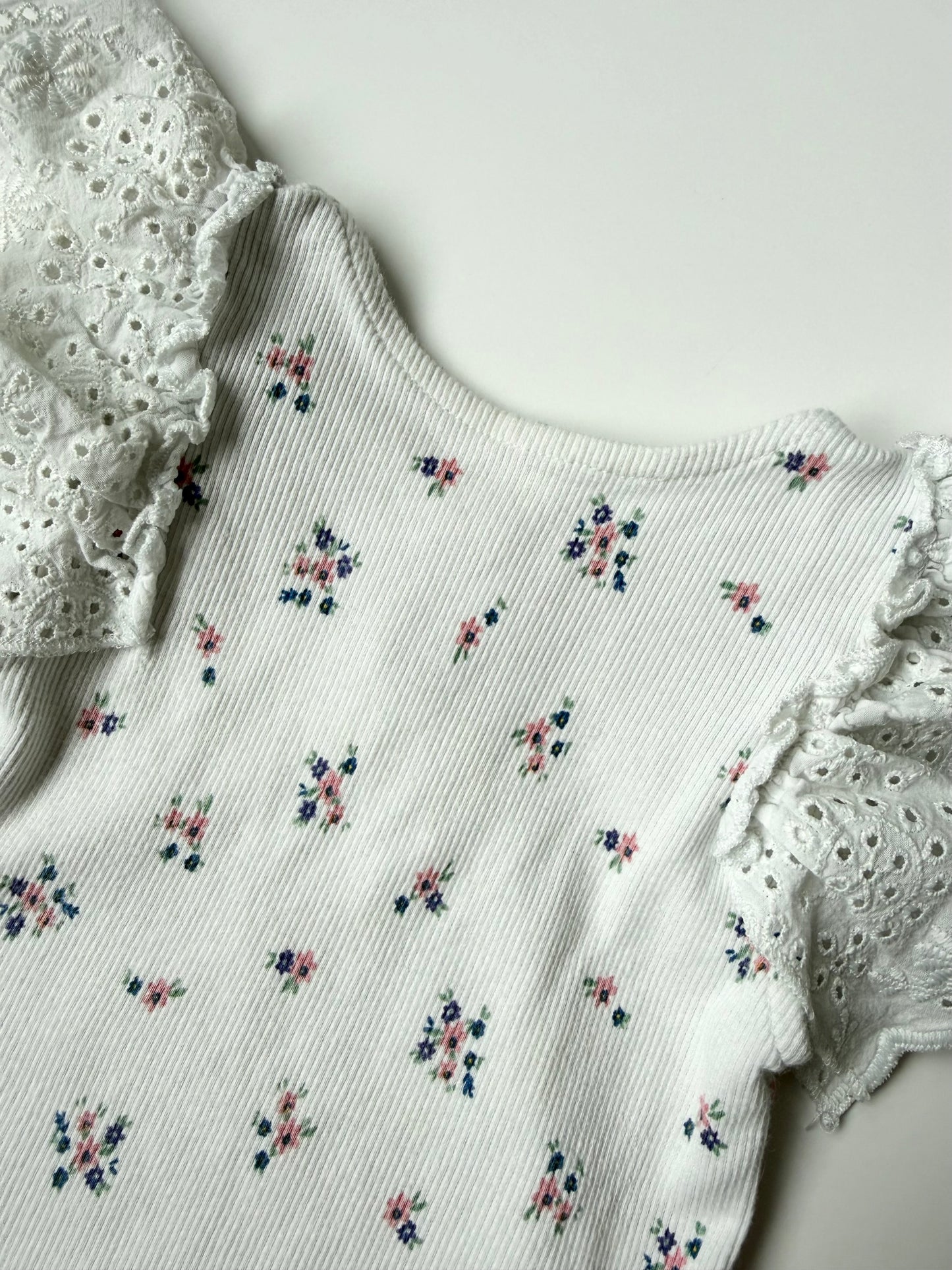 Zara White Floral Lace Shoulders Sleeveless Bodysuit (18-24 Months)