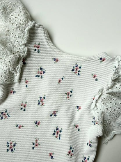 Zara White Floral Lace Shoulders Sleeveless Bodysuit (18-24 Months)