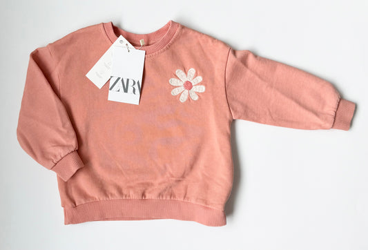 Zara Pink Daisy “Choose Fun” Crewneck Sweater - New (12-18 Months)