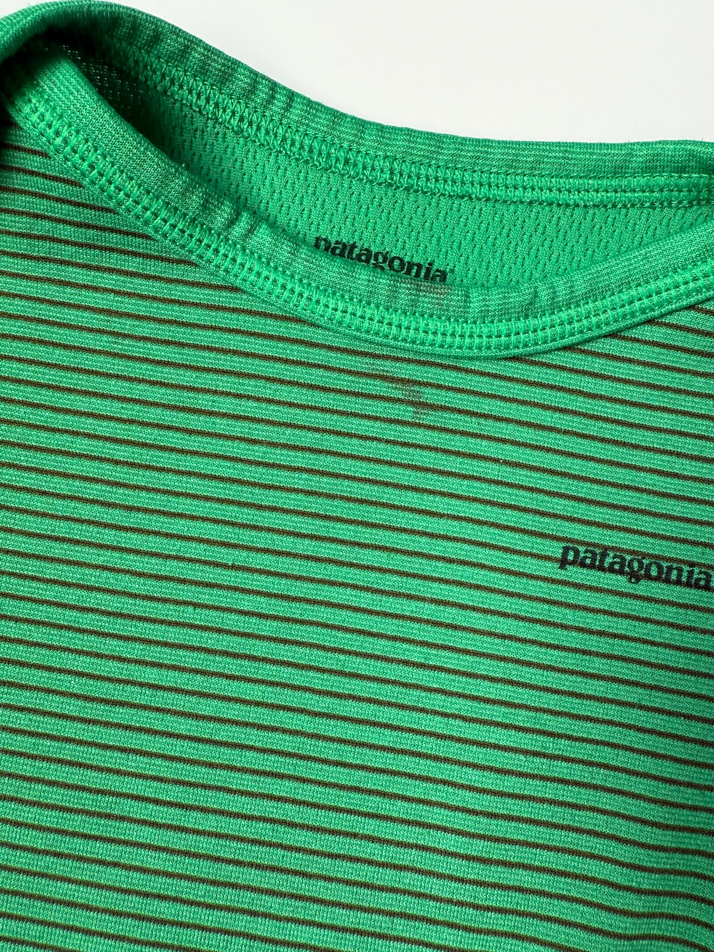 Patagonia Capilene Midweight Green & Brown Striped Long Sleeve Bodysuit & Pants Base Layer Set (2T)