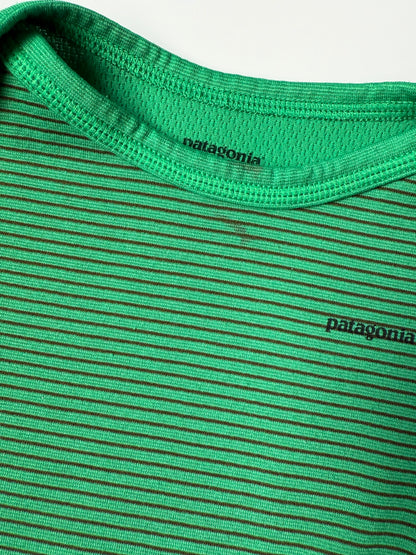 Patagonia Capilene Midweight Green & Brown Striped Long Sleeve Bodysuit & Pants Base Layer Set (2T)