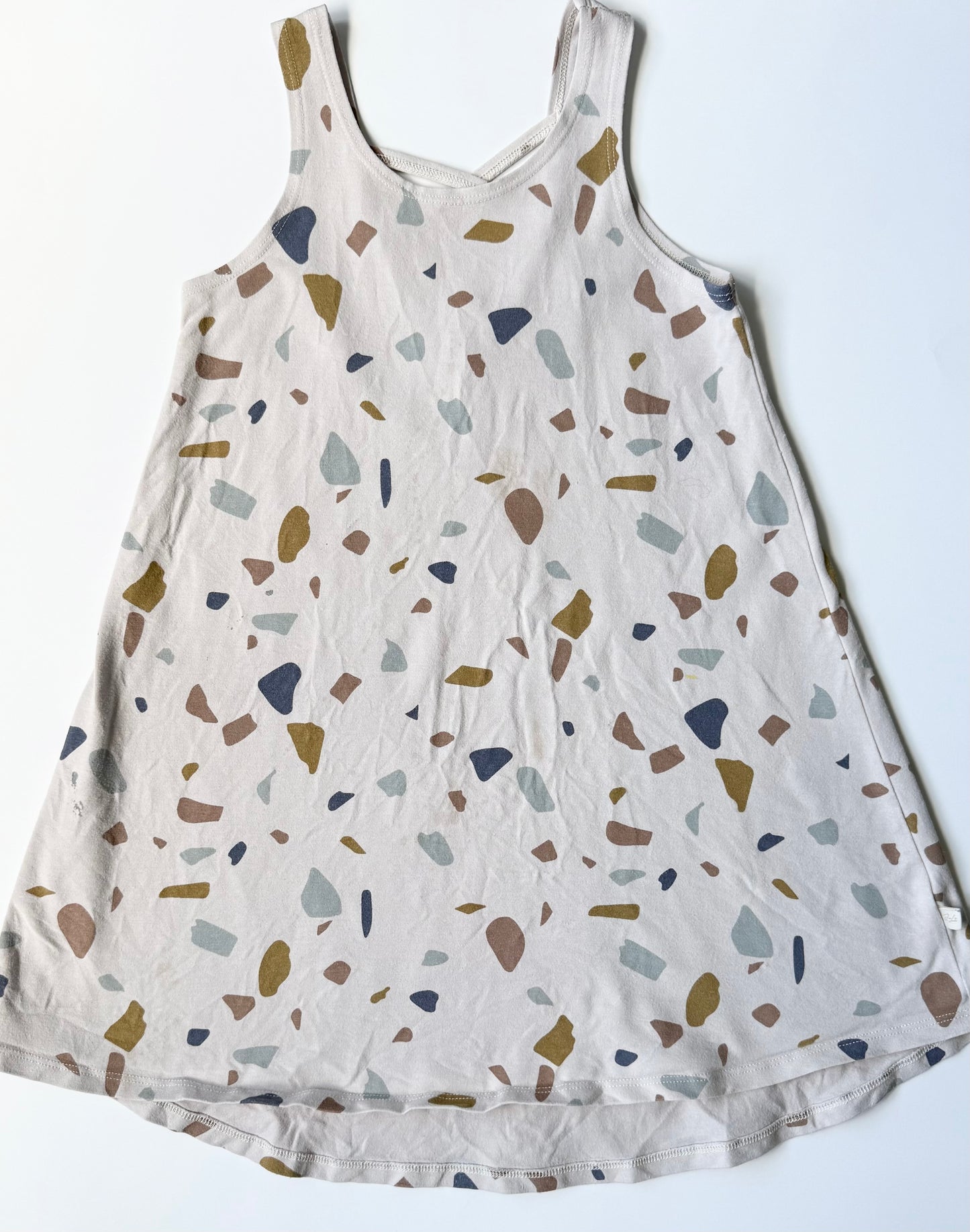 Jax & Lennon Beige Neural Speckled Crossback Tank Dress (5/6 Years)