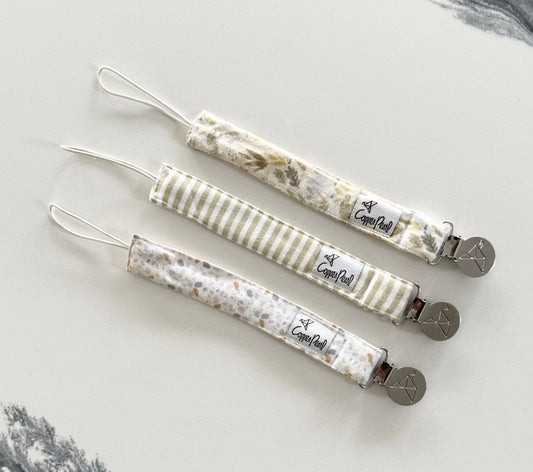 Copper Pearl Binky Clips - 3 Total