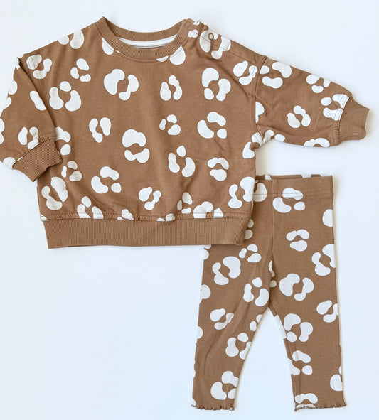 George Brown Cheetah Spotted Sweater & Ribbed Leggings Set (6-12 Months)