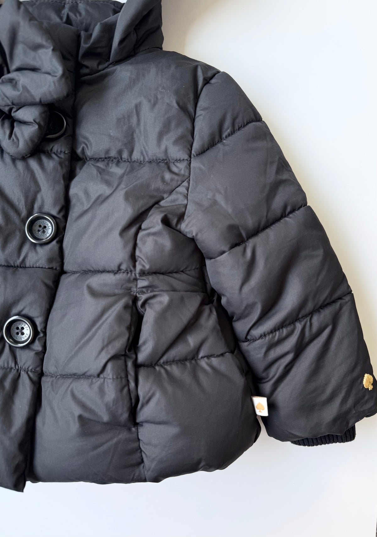 Kate Spade Black & Gold Polkadot Interior Puffer Jacket (18 Months)