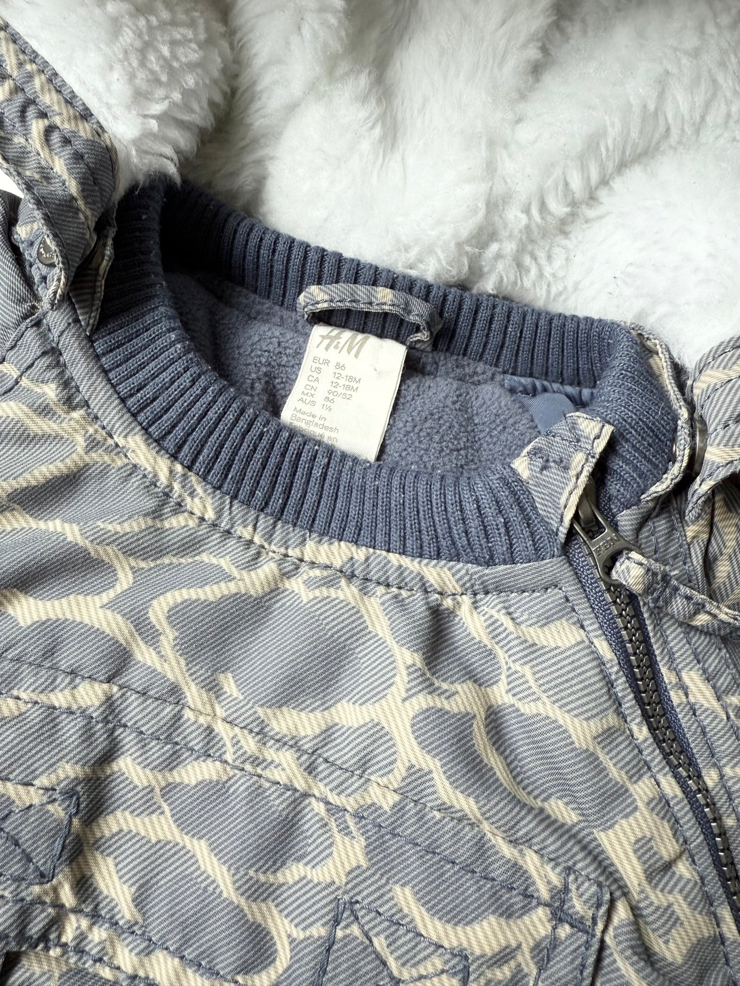 H&M Grey & Beige Clouds Winter Jacket (12-18 Months)