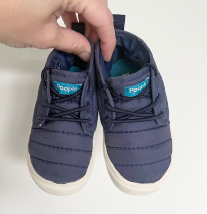 People Navy Quilt Drawstring Stretch Lace Sneakers (6)