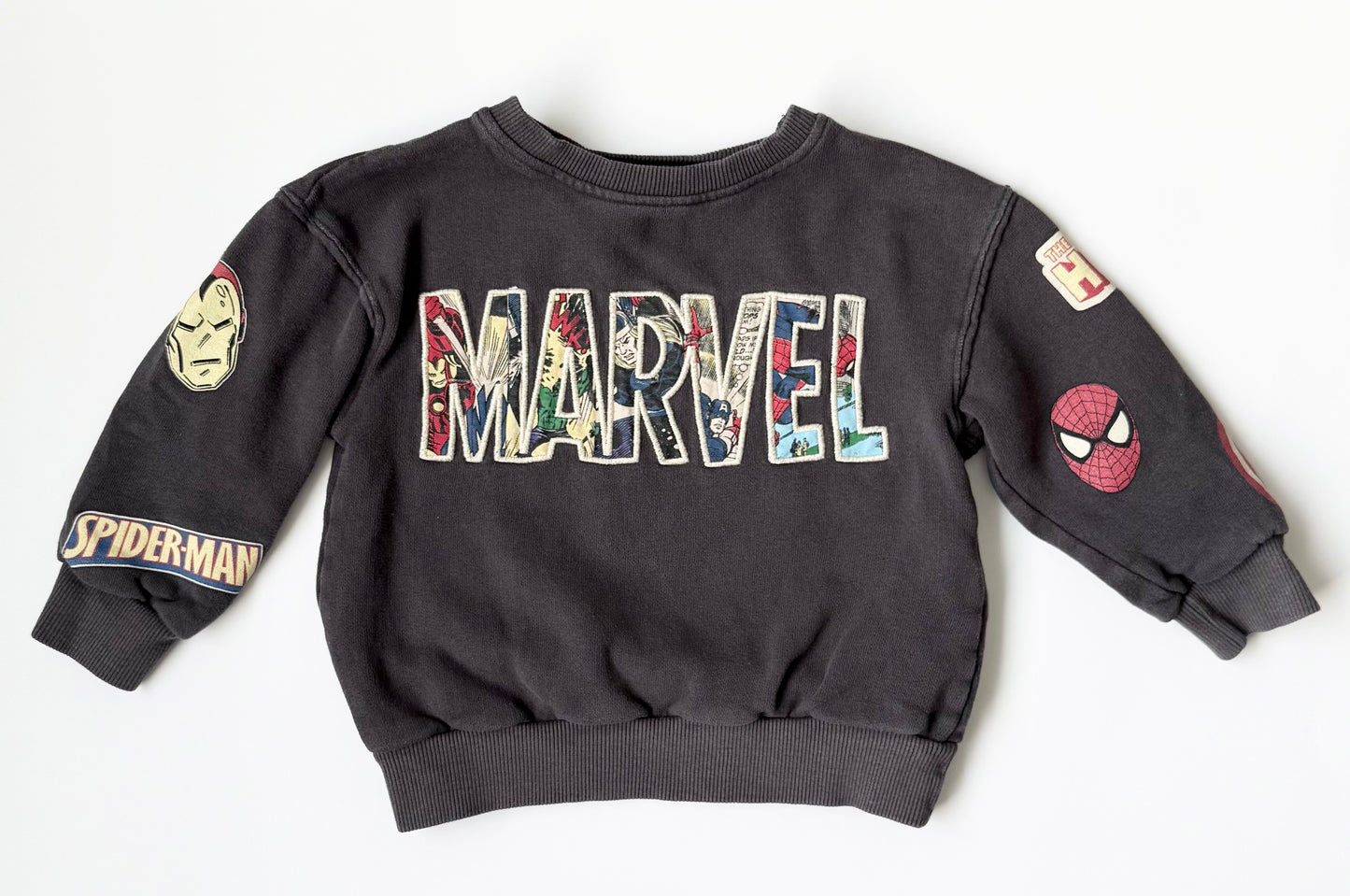Zara x Marvel Dark Grey “Marvel” Characters Crewneck Sweater (18-24 Months)