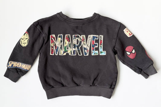 Zara x Marvel Dark Grey “Marvel” Characters Crewneck Sweater (18-24 Months)