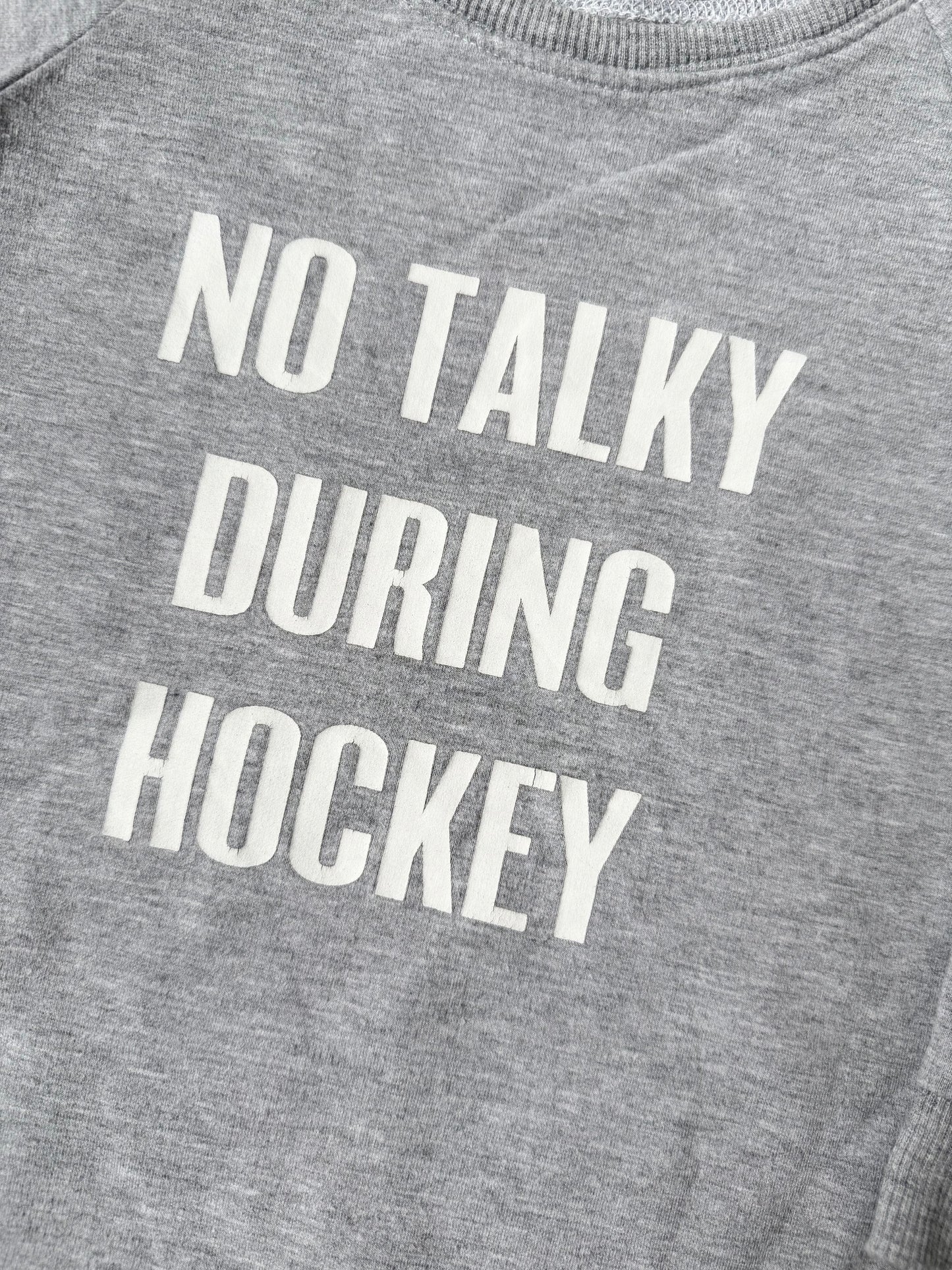 Portage & Main Grey “No Talking During Hockey” Pullover (3/4T)