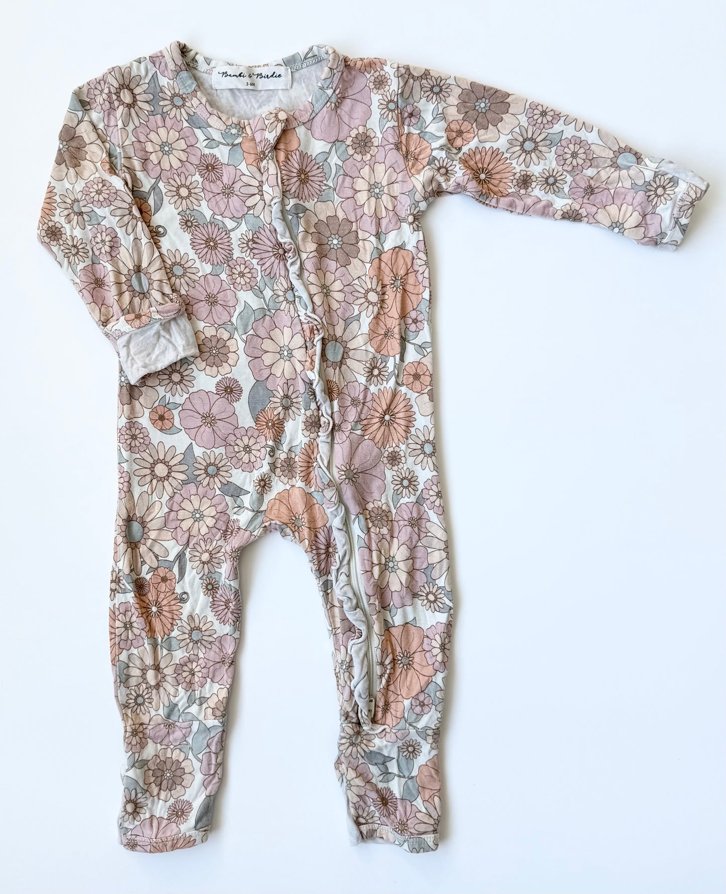 Bambi & Birdie Antique Pastel Florals Sleeper Romper (3-6 Months)