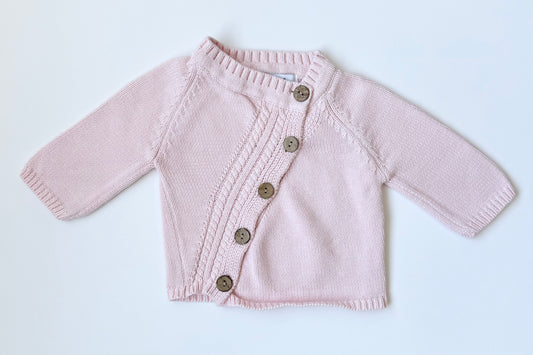 Beba Bean Pink Knit Button Front Sweater (6-12 Months)