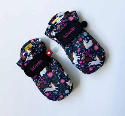 Kombi Navy Floral Unicorn Graceful Mittens (2-3 Years)