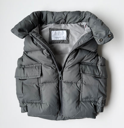 Zara Grey Puffer Vest (12-18 Months)