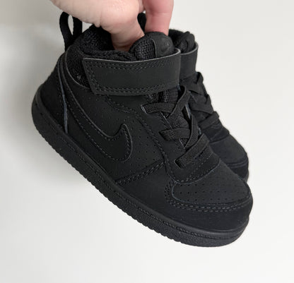 Nike Court Borough Mid 2 Solid Black High Top Stretch Lace & Velcro Sneakers (8)