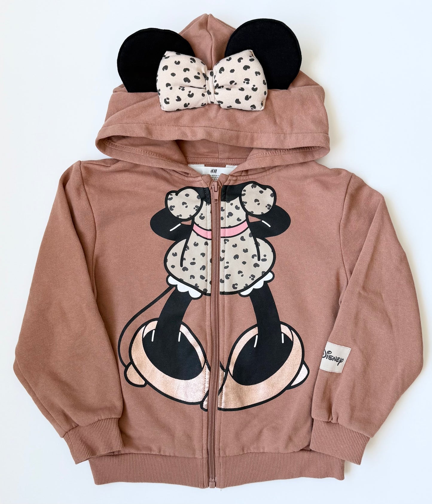 H&M x Disney Brown & Cheetah Minnie Mouse Zip Up Hoodie (4-6 Years)