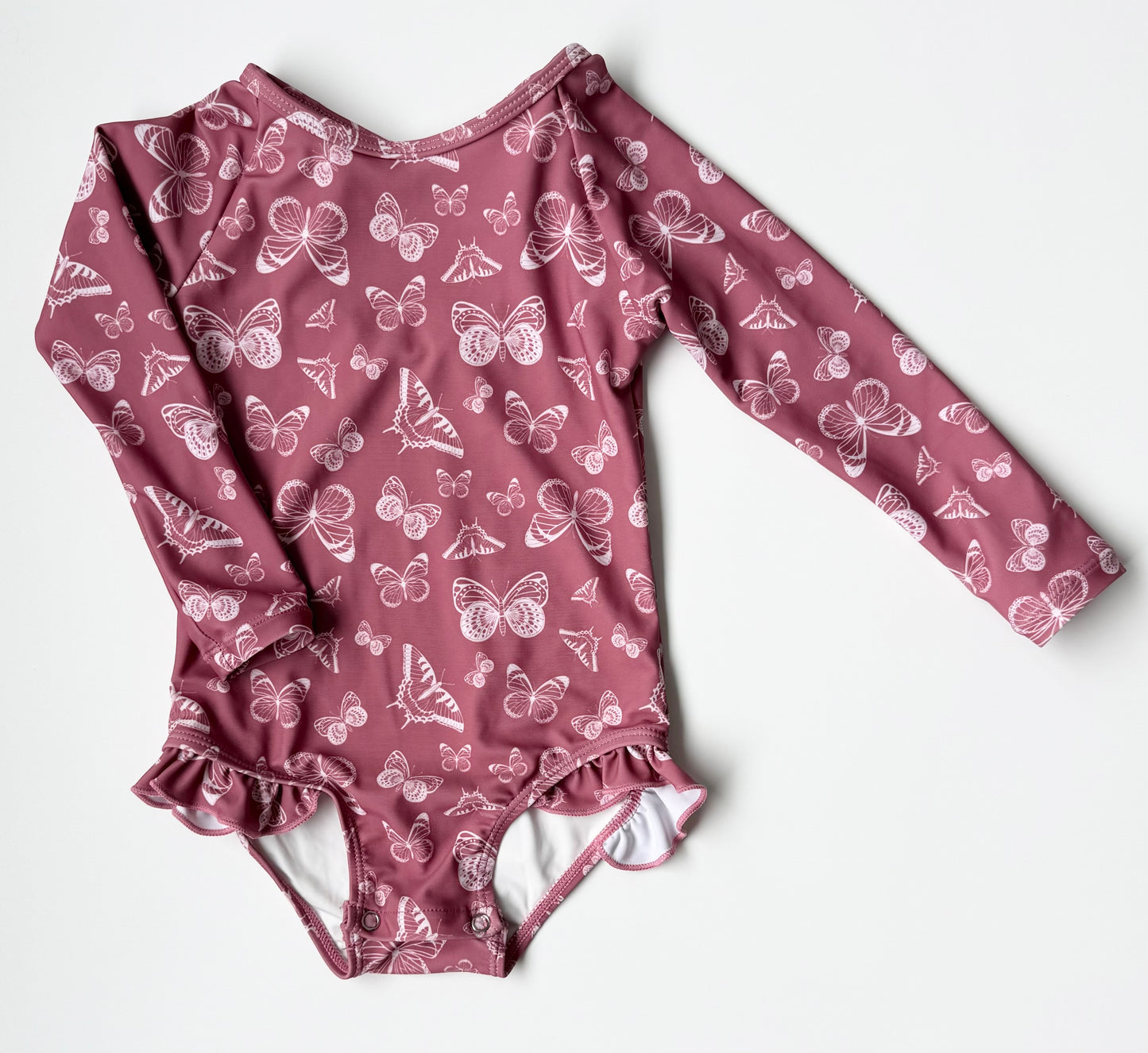Current Tyed “The Alice” Purple Butterflies Long Sleeve One Piece Swimsuit (12-24 Months)